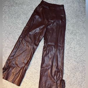 Brown Faux Leather Pants